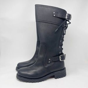 Harley Davidson Women's Alexa Back Lace Black Leather Boots D85167 Size 9M US